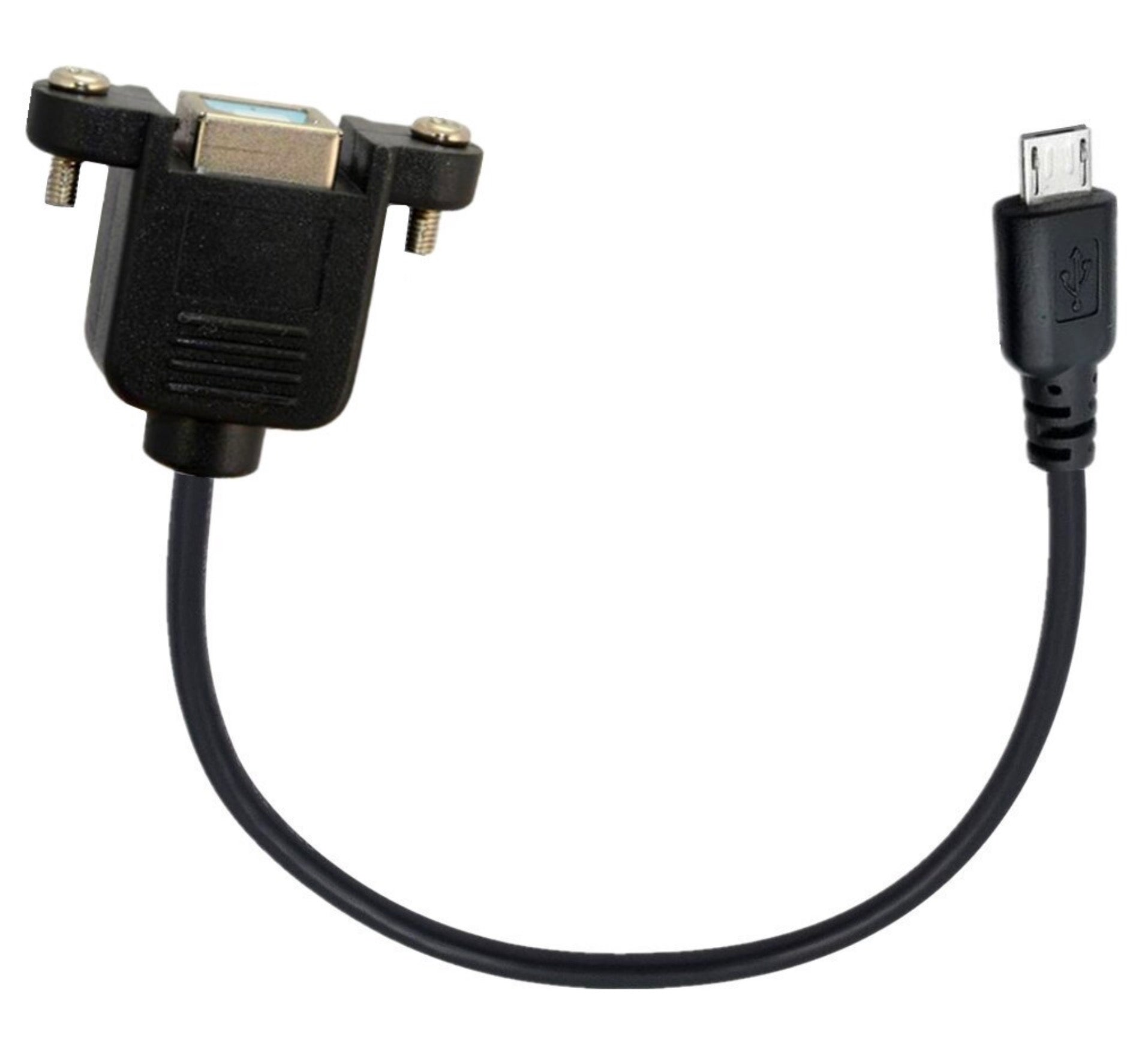 Micro USB Male 5 pin to USB-B 2.0 Female Data Charge Cable with Panel Mount (0.5m)