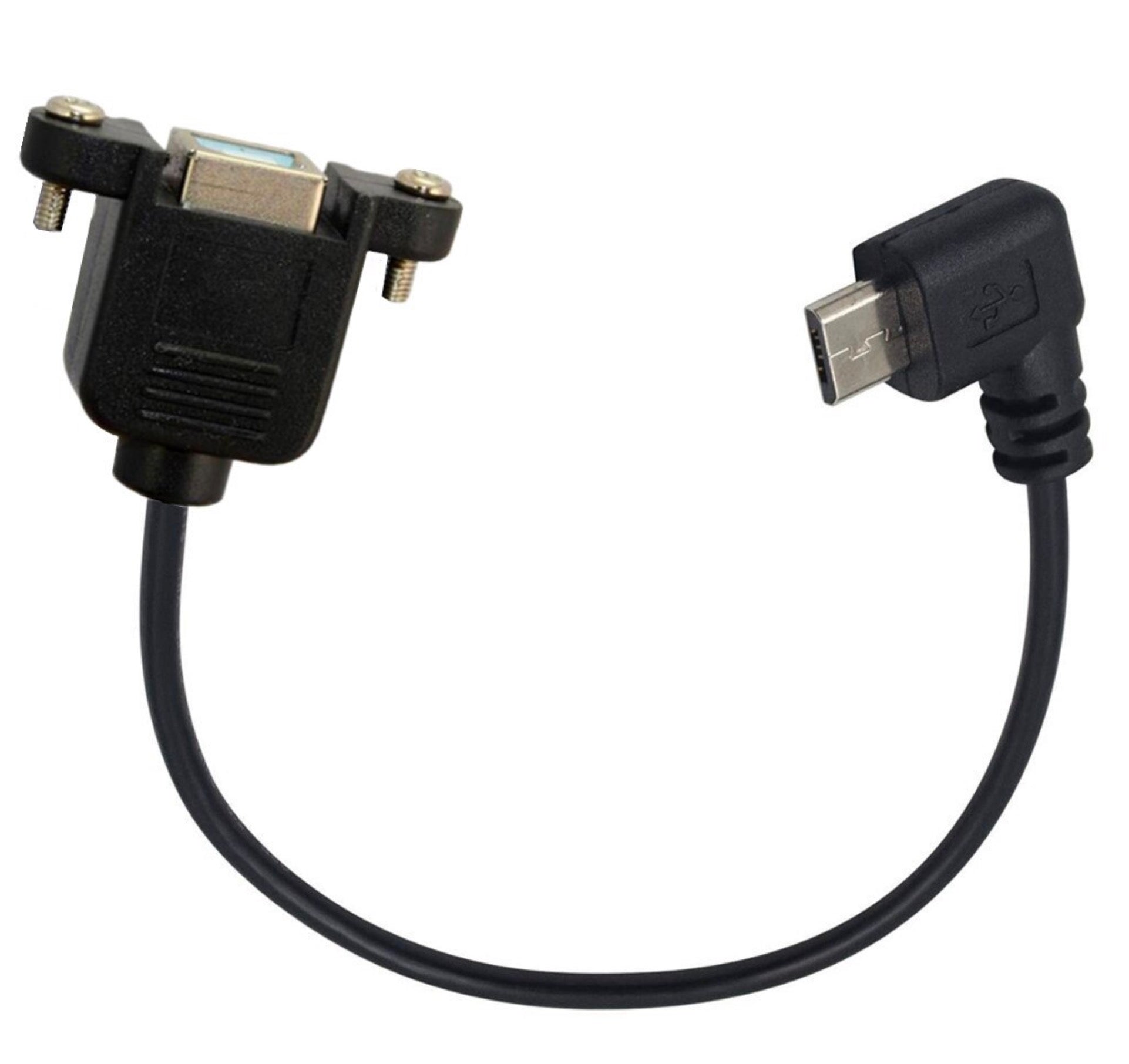 Micro USB Male 5 pin to USB-B 2.0 Female Data Charge Cable with Panel Mount (0.5m)