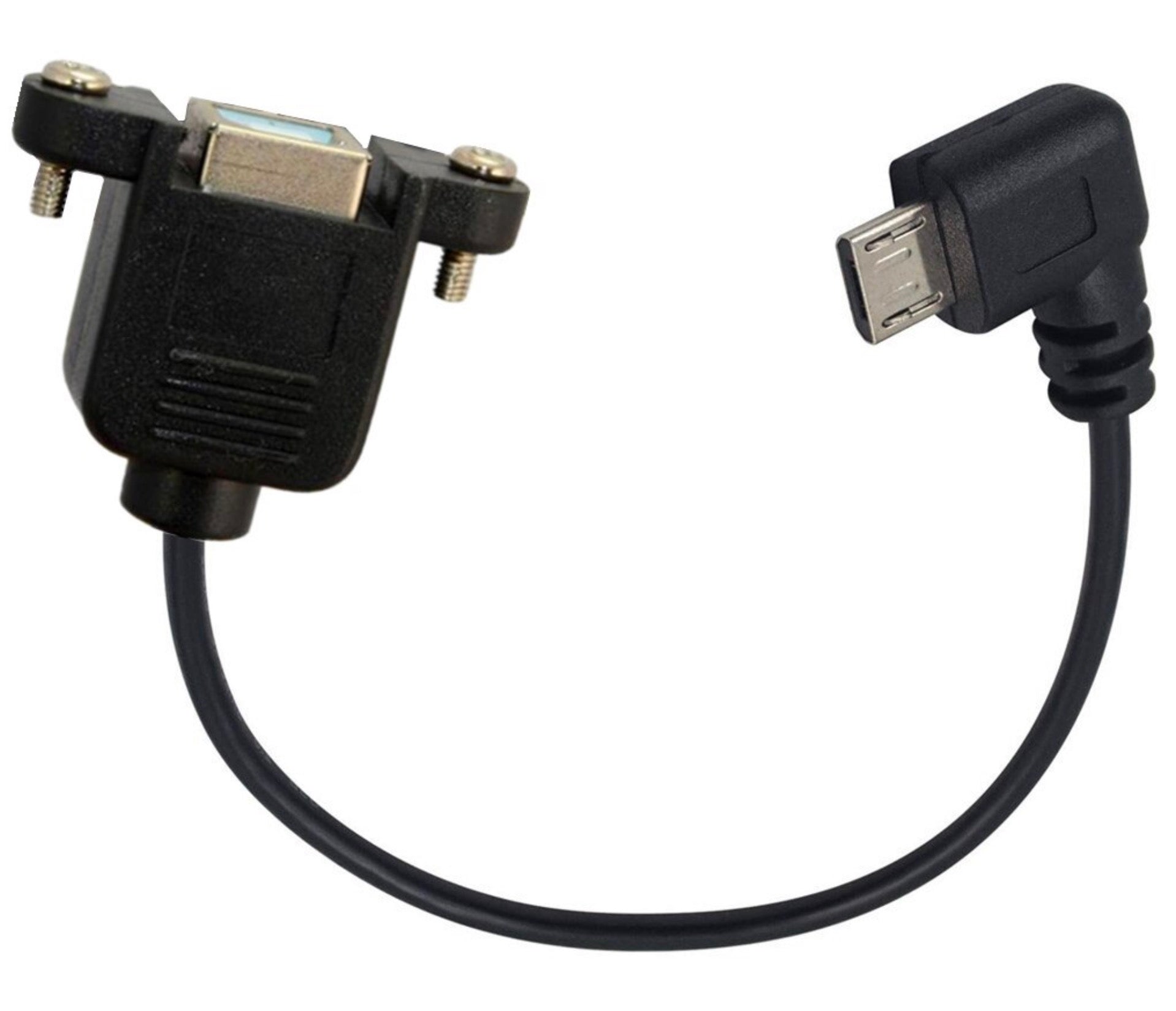 Micro USB Male 5 pin to USB-B 2.0 Female Data Charge Cable with Panel Mount (0.5m)