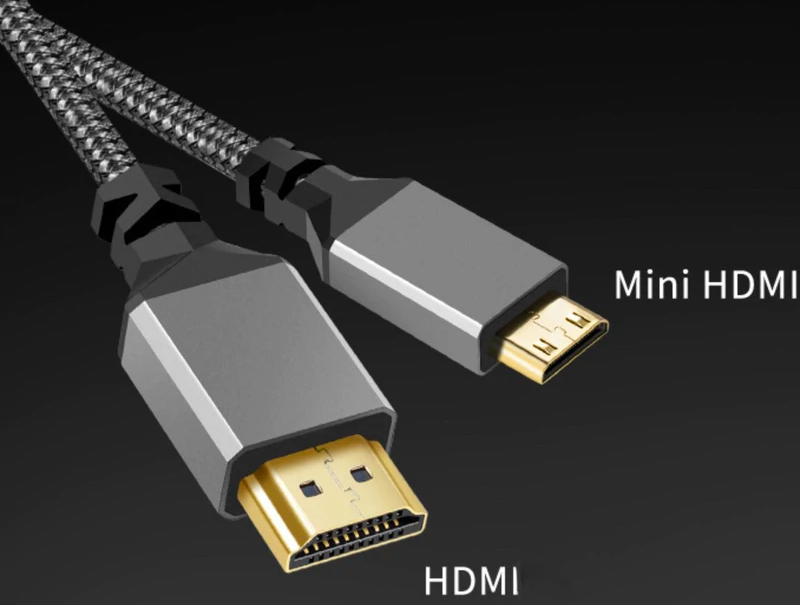 Mini HDMI 2.0 4K@60Hz Male to HDMI Male Braided Video Cable 0.3m