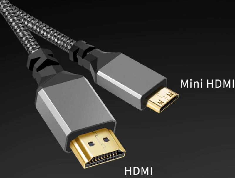 Mini HDMI 2.0 4K 60Hz Male to HDMI Male Braided Video Cable 0.3m