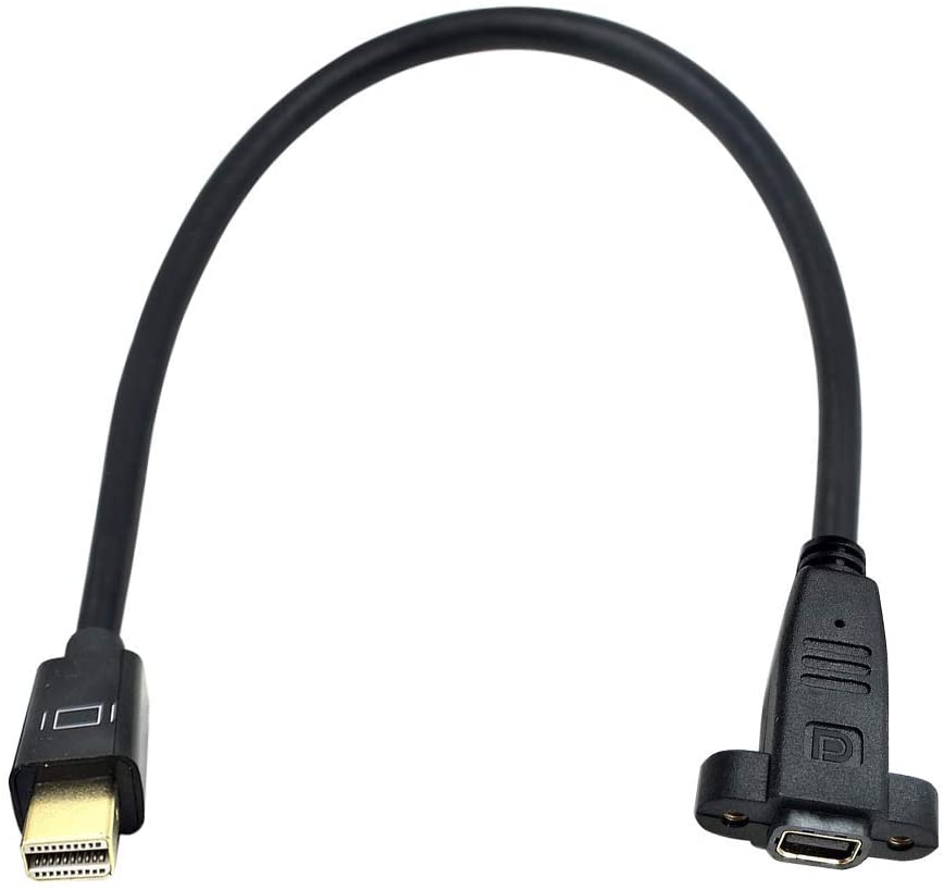 Mini DisplayPort female to female panel mount extension cable 0.3m.