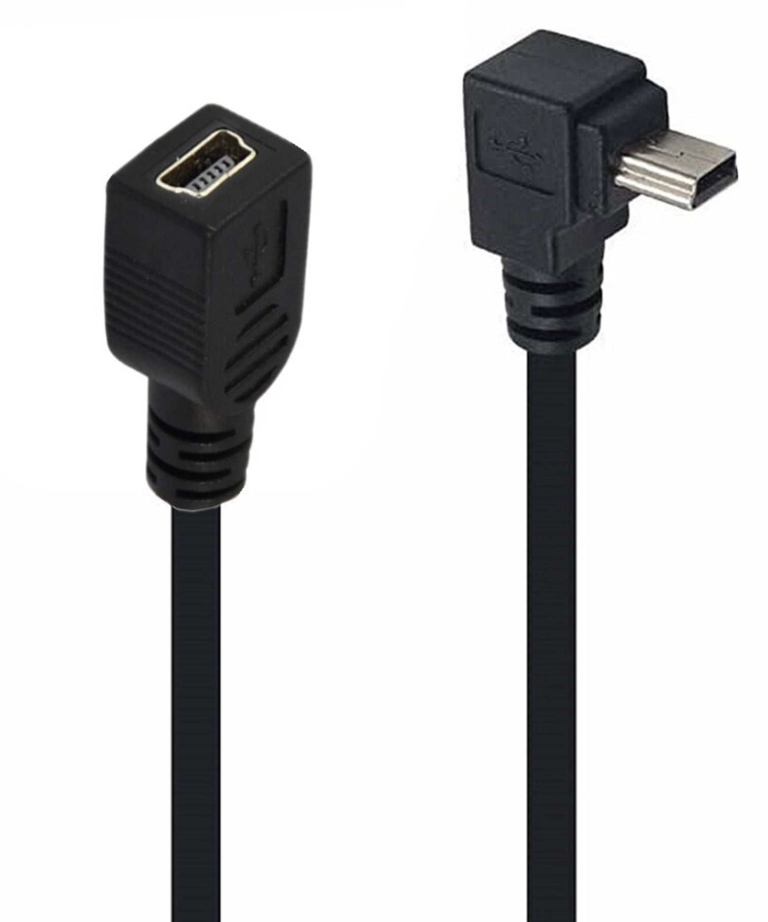 Mini USB Type-B male to female extension cable with angled connector 0.25m