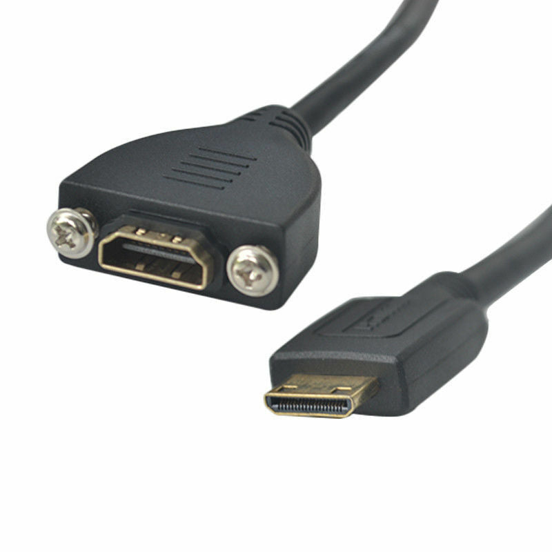 Mini HDMI Male to HDMI Female Panel Mount Extension Cable 0.5m