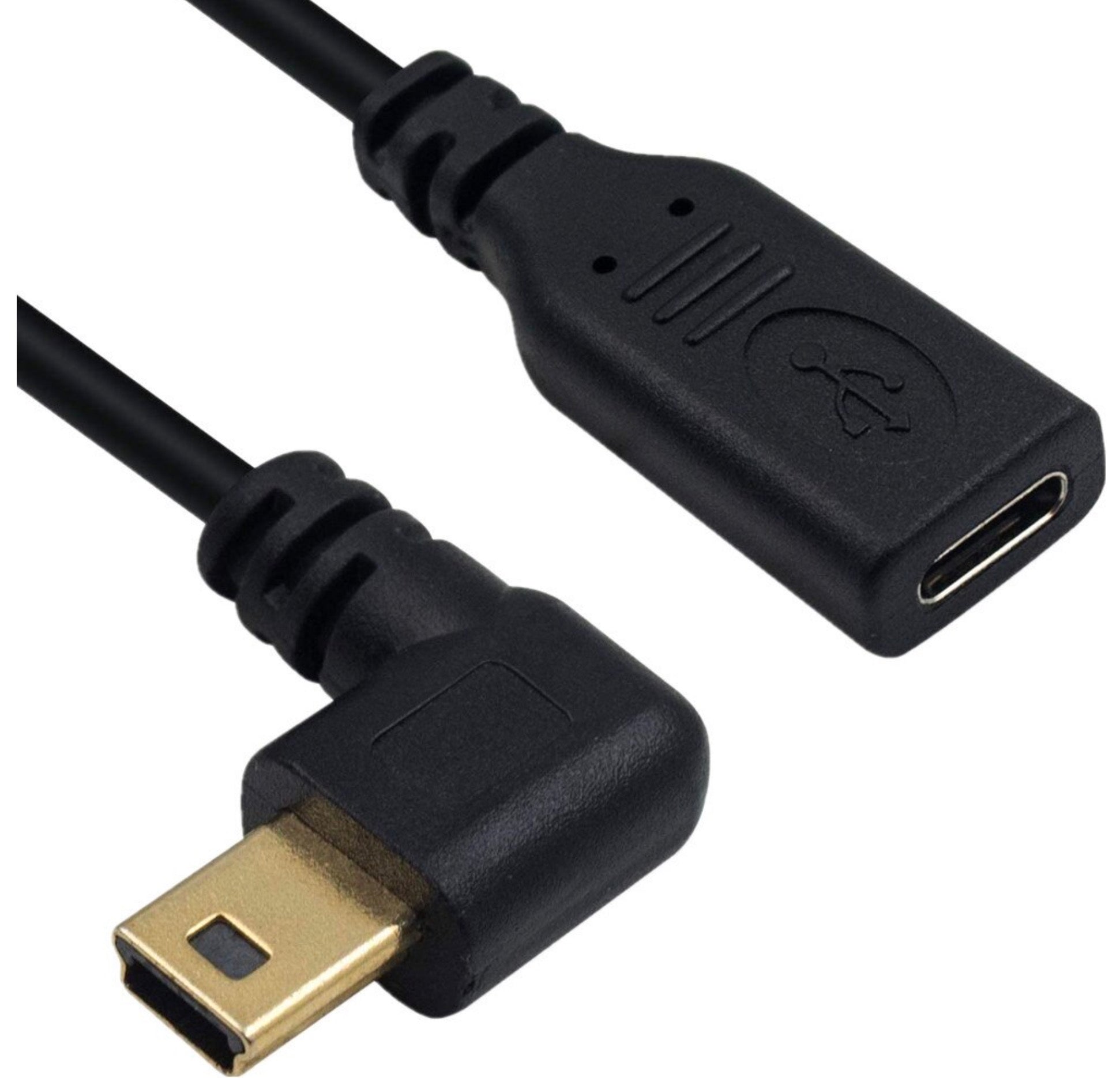 USB-C Female to USB Mini B Male Data Charging Extension Cable 0.25m
