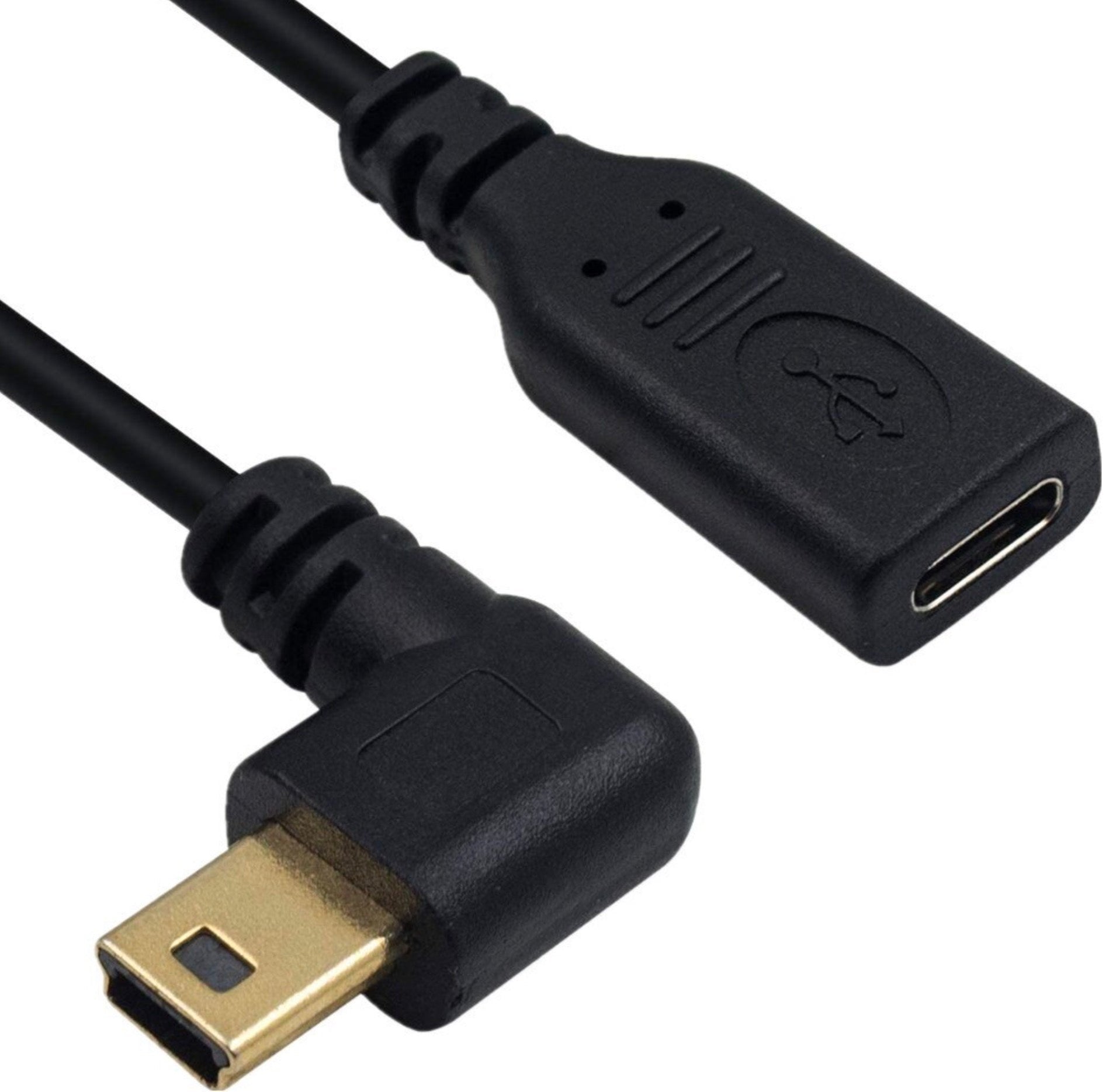 USB-C Female to USB Mini B Male Data Charging Extension Cable 0.25m