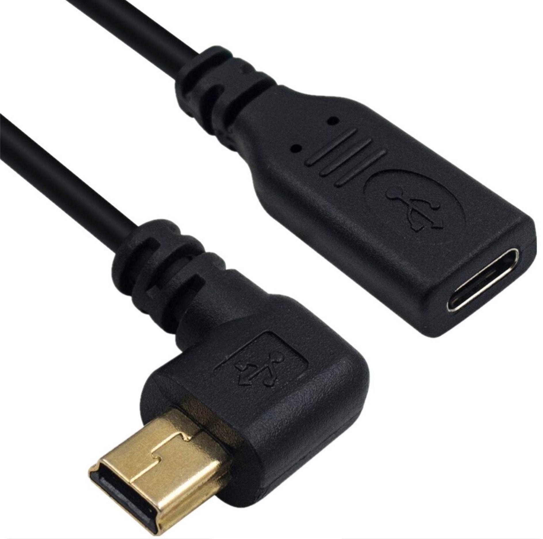 USB-C Female to USB Mini B Male Data Charging Extension Cable 0.25m