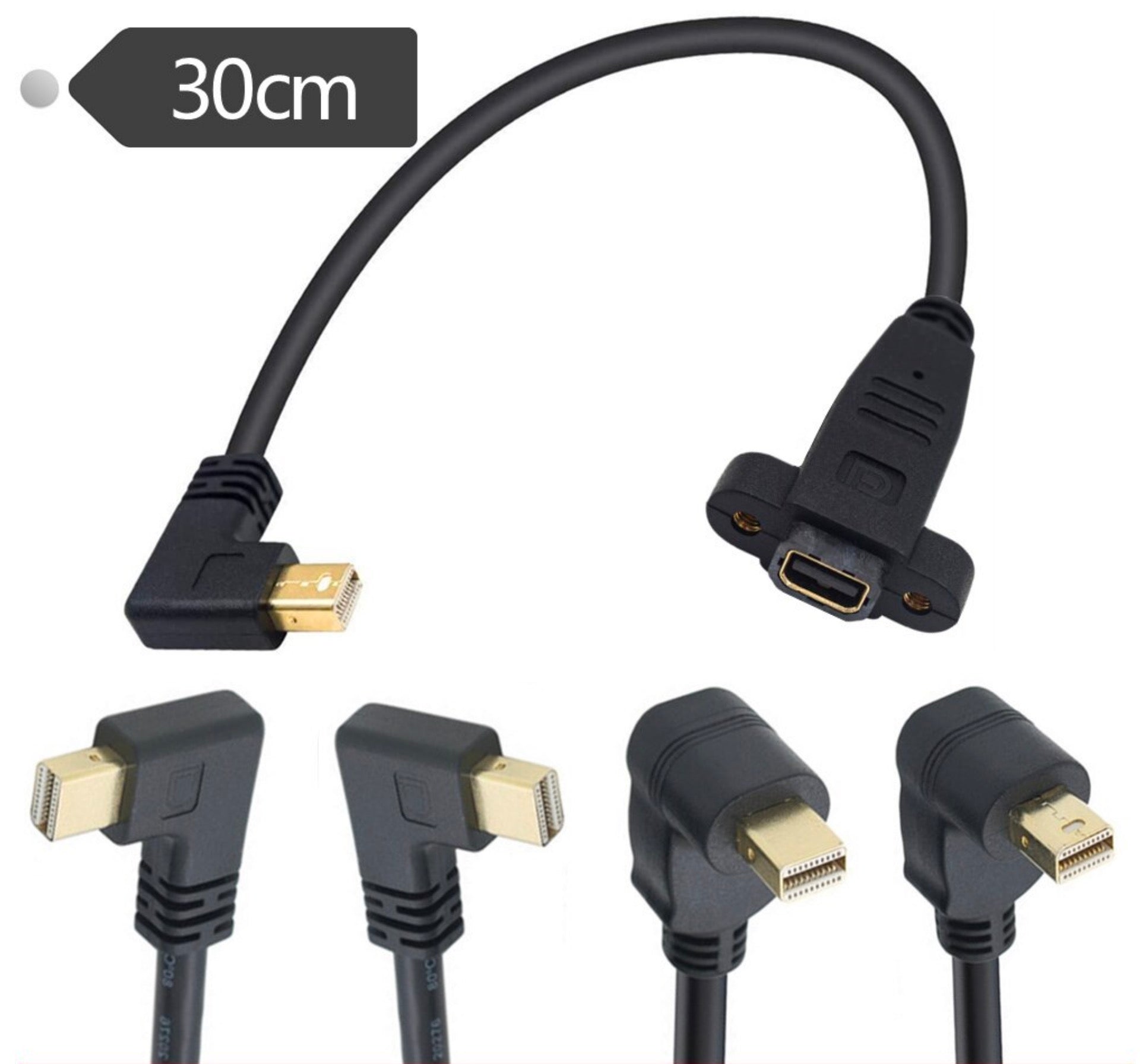 Panel mount Mini DisplayPort connector with compact low-profile design.