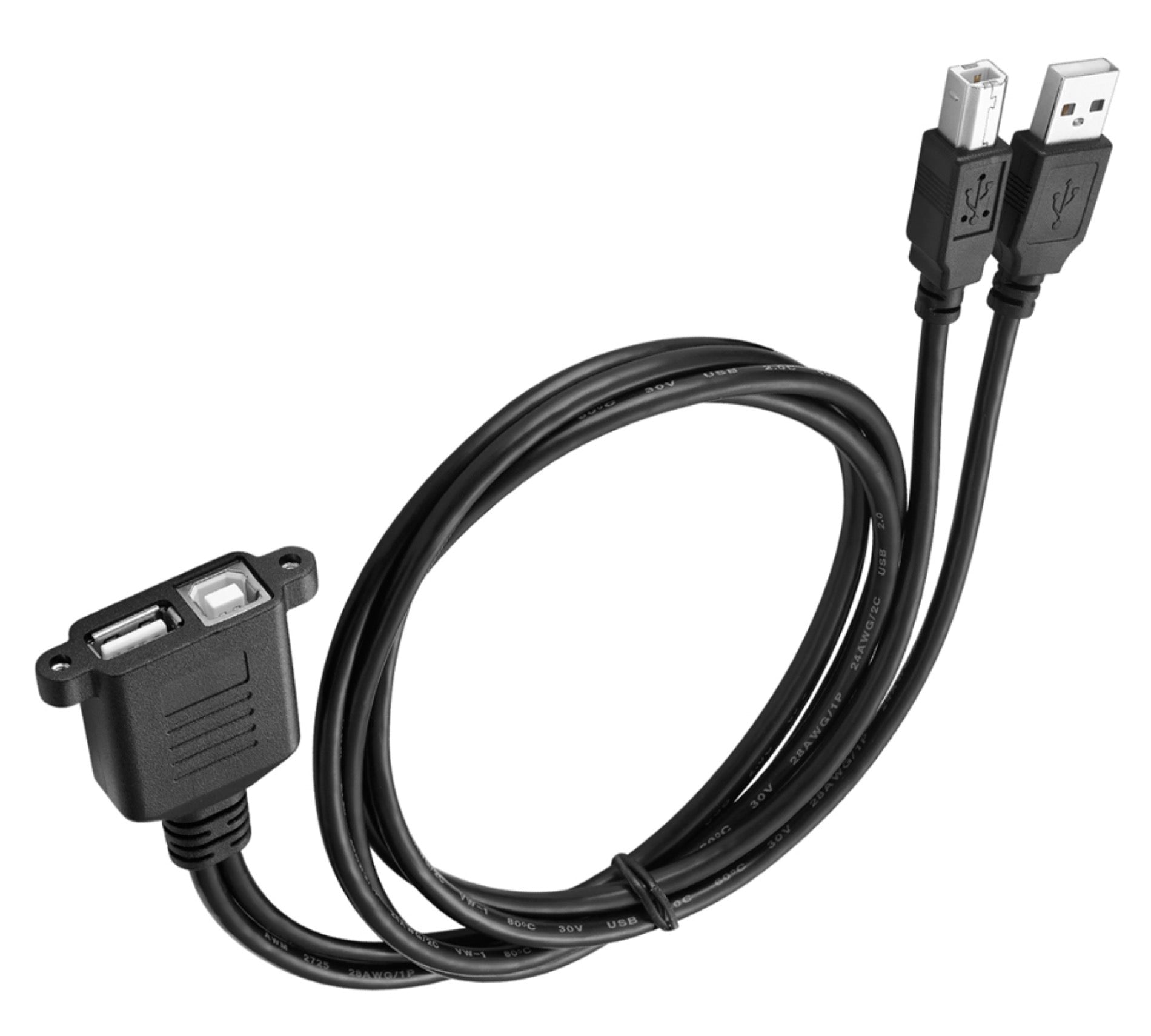 USB A and B extension cable for printers and scanner