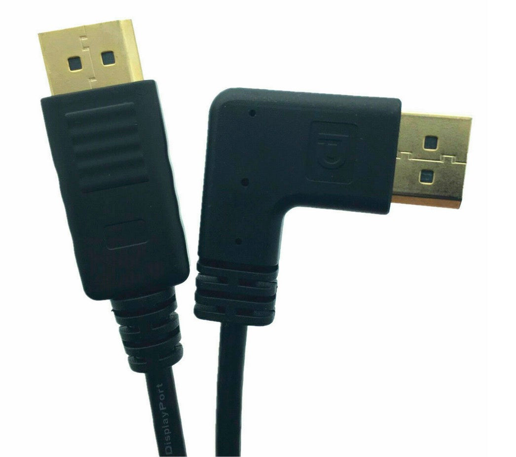 Product lineup showing straight and angled DisplayPort cable ends