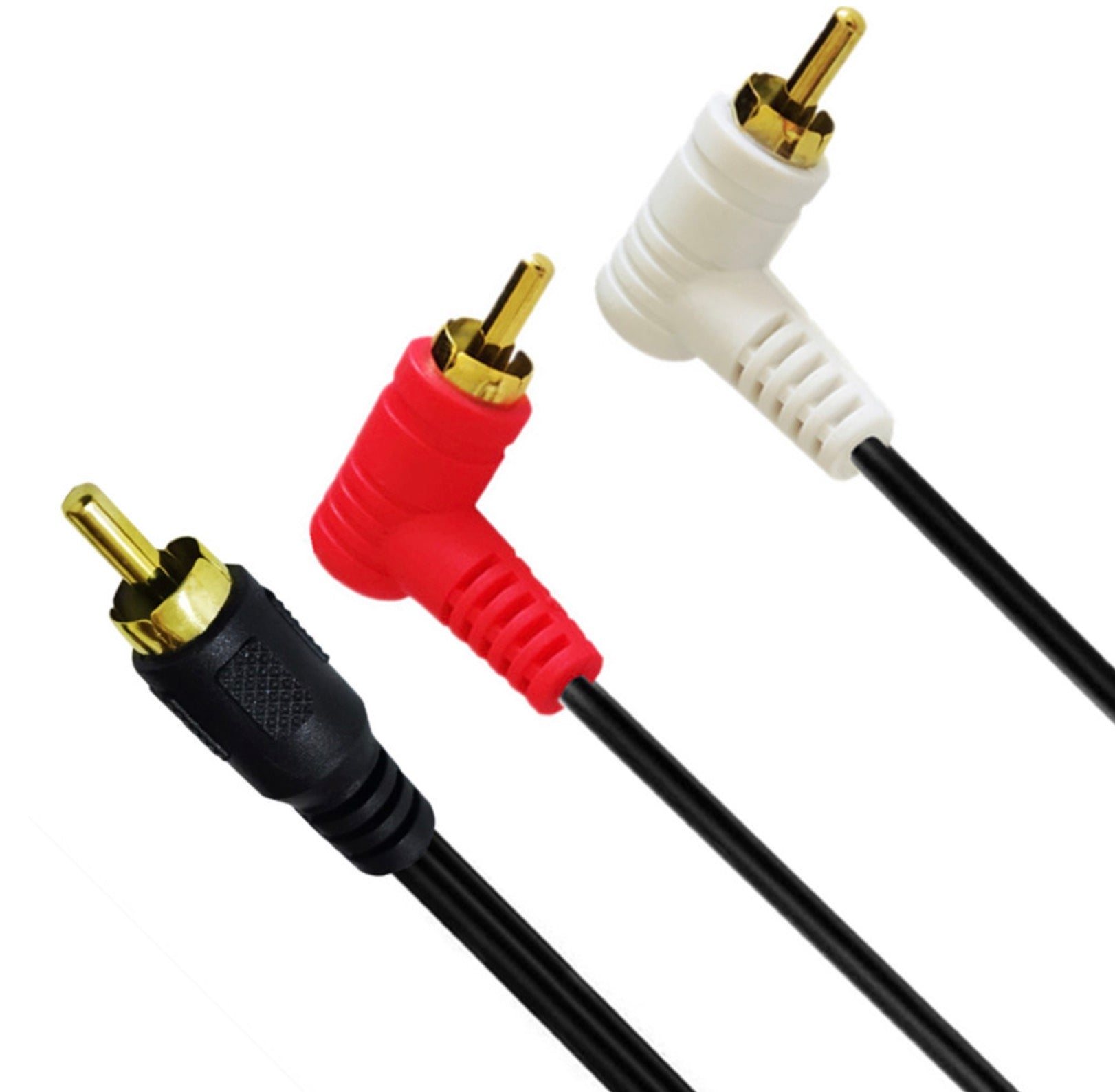 Short RCA Y splitter cable for amplifier and subwoofer