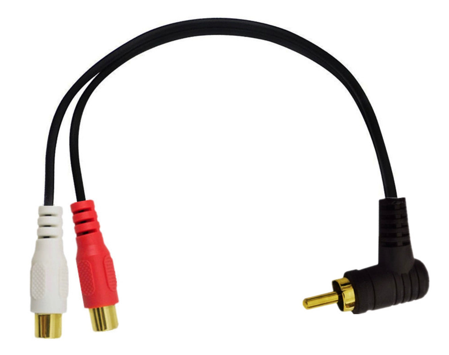 RCA male angled to dual female extension cable