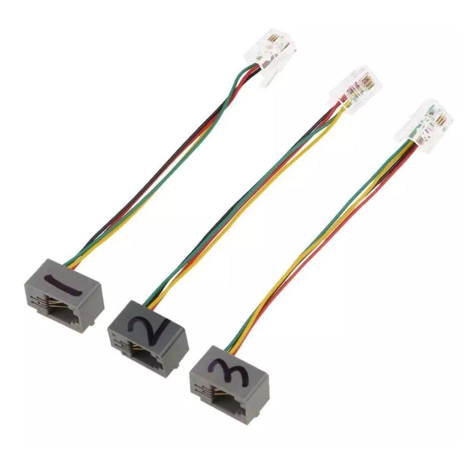 RJ10 to 3.5mm headset converter cable close-up