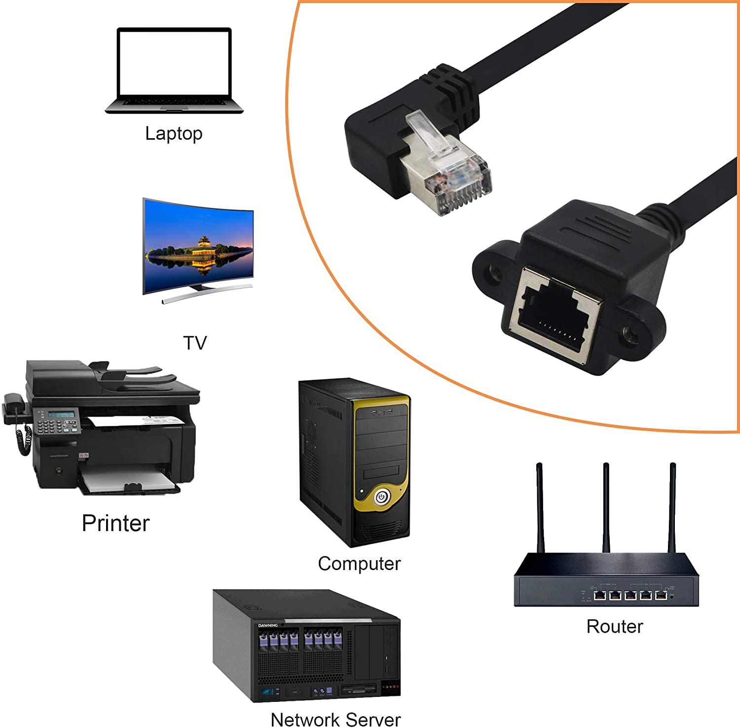 RJ45 Male to Female Shielded Lan Ethernet Panel Mount Extension Cable 0.3m