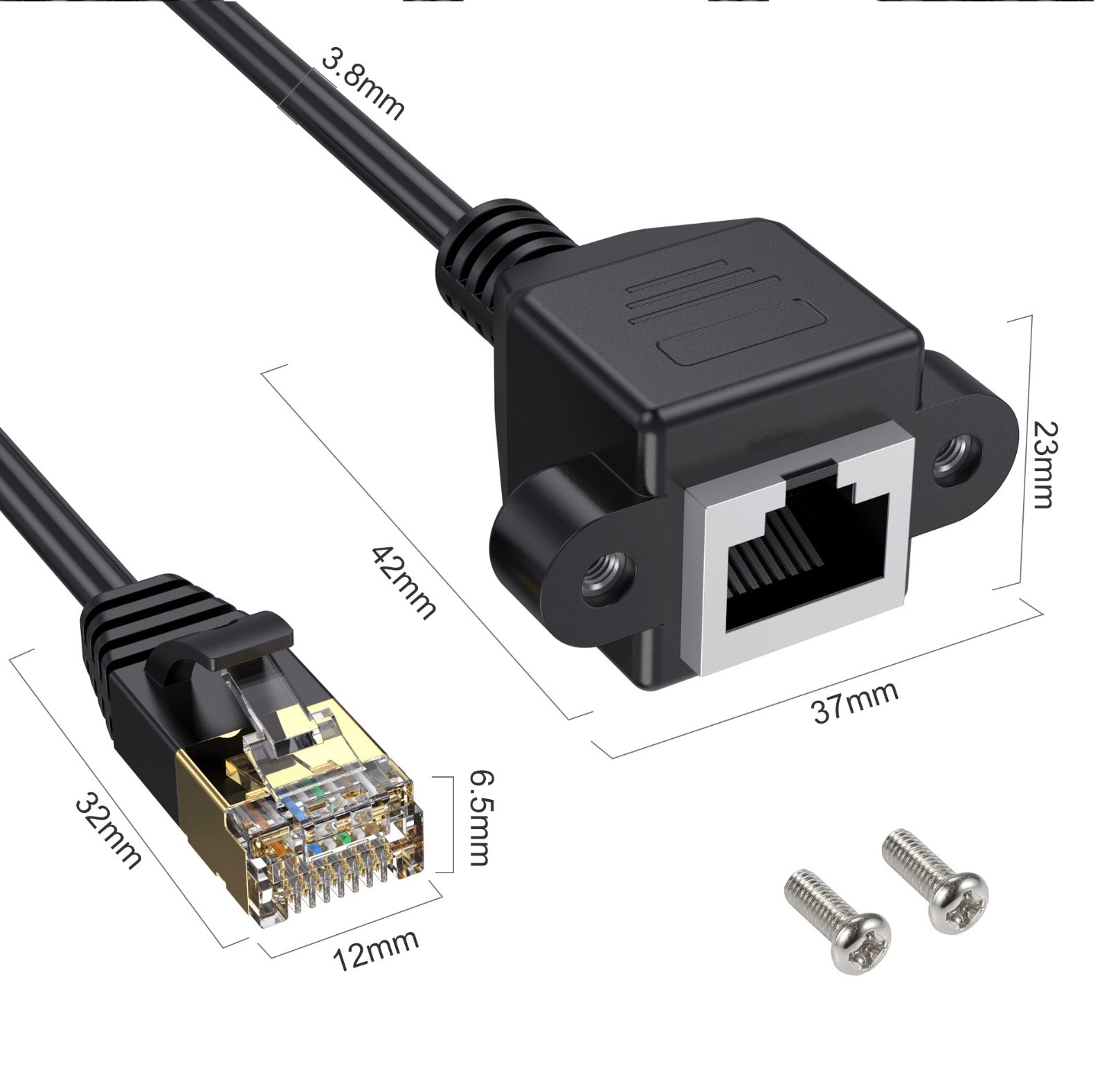 RJ45 CAT8 male to female Ethernet cable for networking cabinets