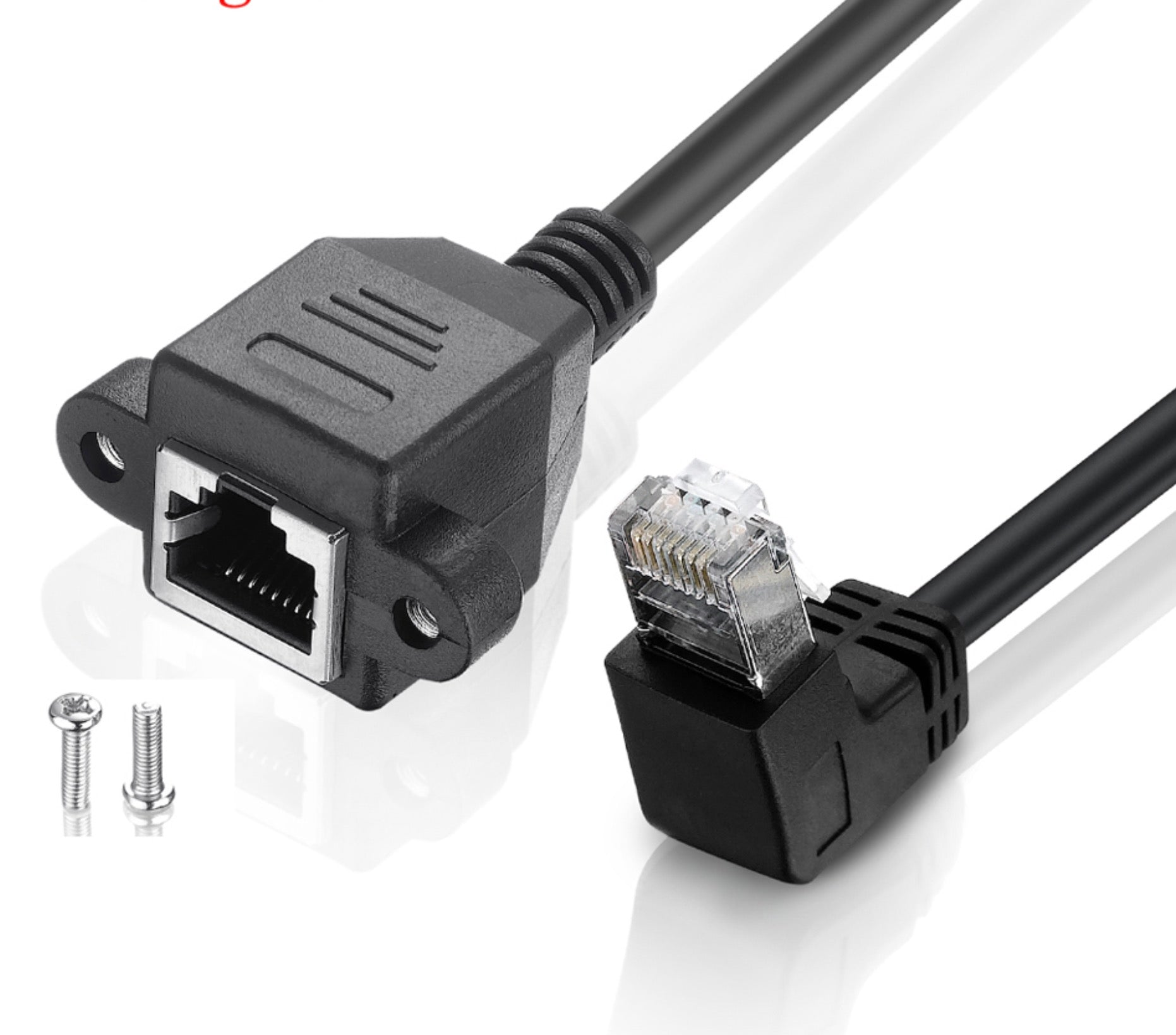 RJ45 panel mount Ethernet cable with fixing screws
