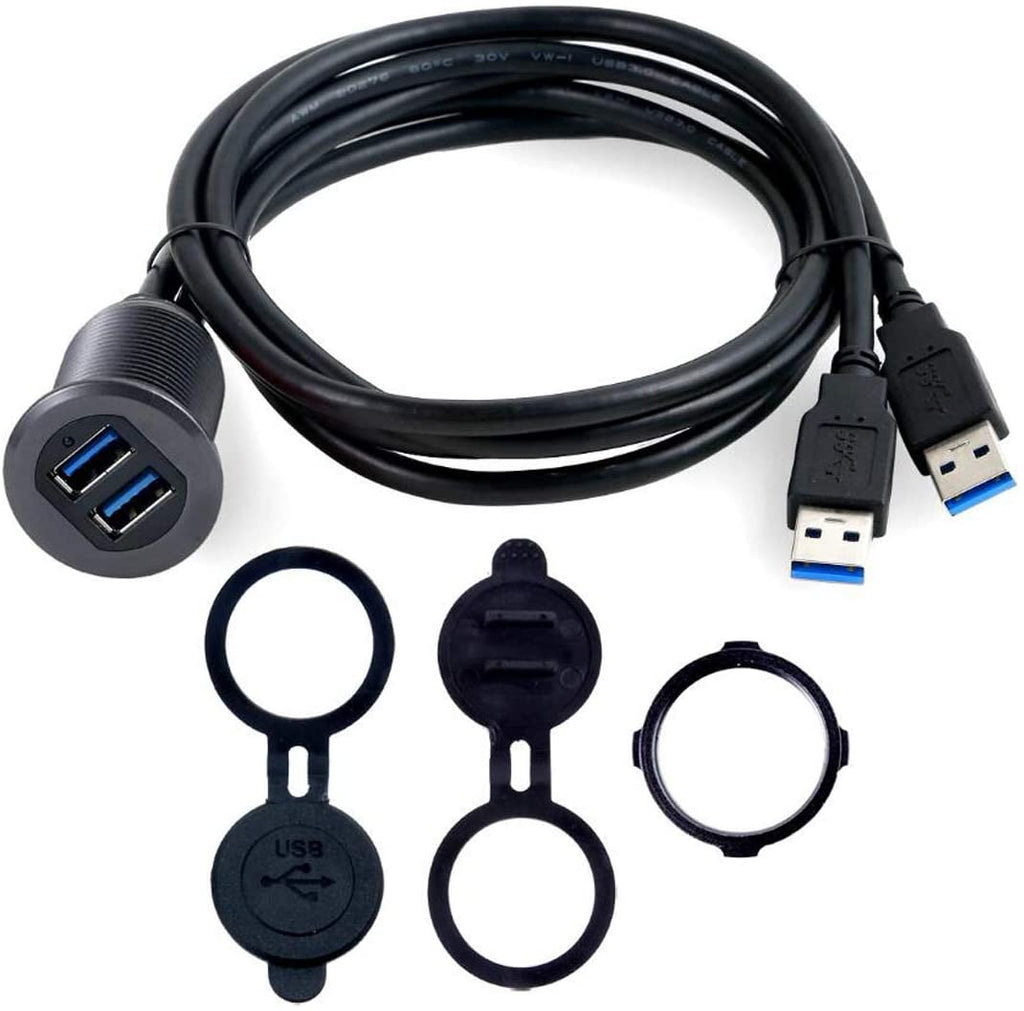 Dual USB 3.0 Flush Mount Extension Cable | Type-A Male to Dual Female