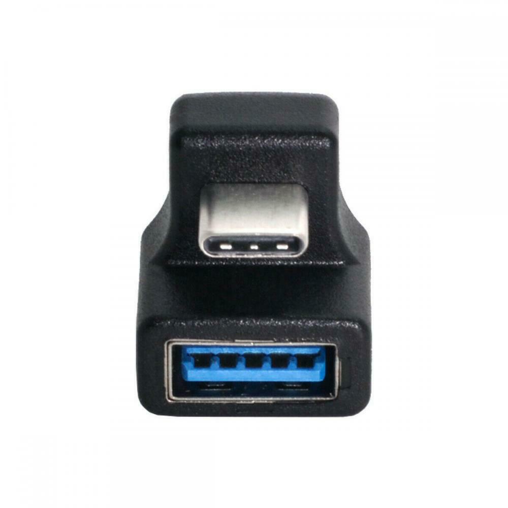 Right angle USB-C to USB-A data extension adapter