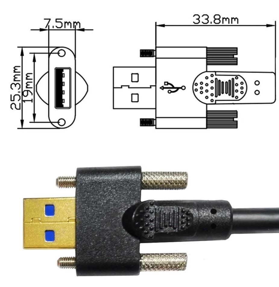 Right angle USB Micro-B SuperSpeed cable with screw lock