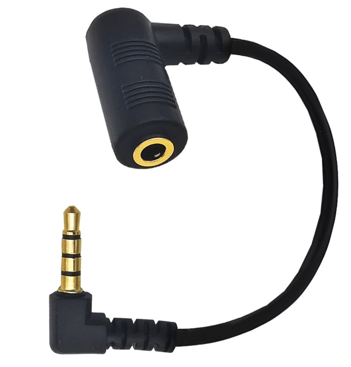 Right angled 3.5mm AUX extension cable close up