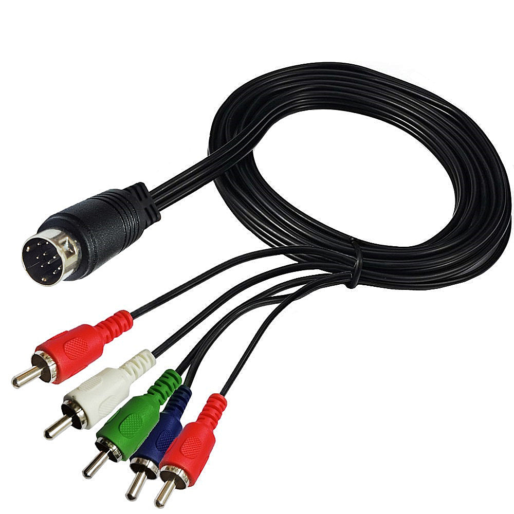 S-Video DIN to 5 RCA male AV cable for TV and projector