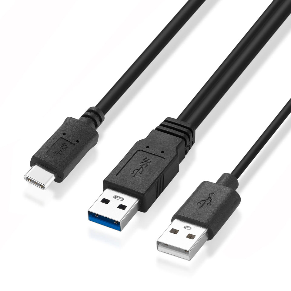 USB 3.0 Type A Male to USB C Male Data + USB 2.0 Power Charge Cable Y Splitter