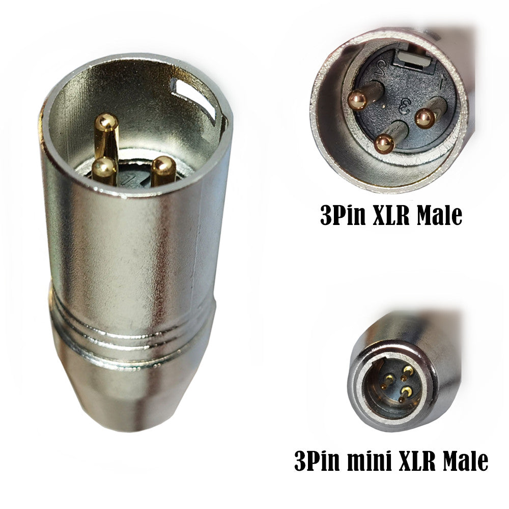 XLR Male 3-Pin to Mini XLR Male 3-Pin Audio Microphone Adapter