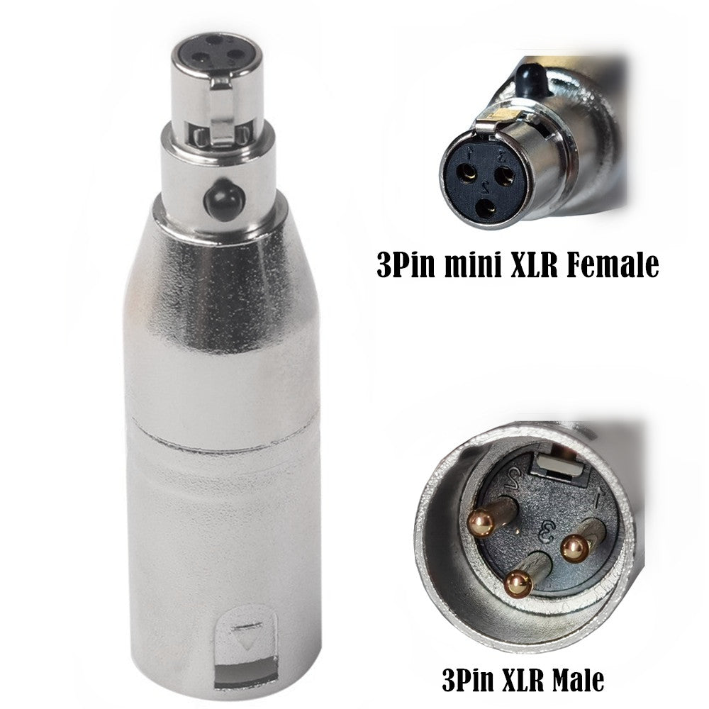 XLR 3-Pin Male to Mini XLR 3-Pin Female Audio Microphone Adapter