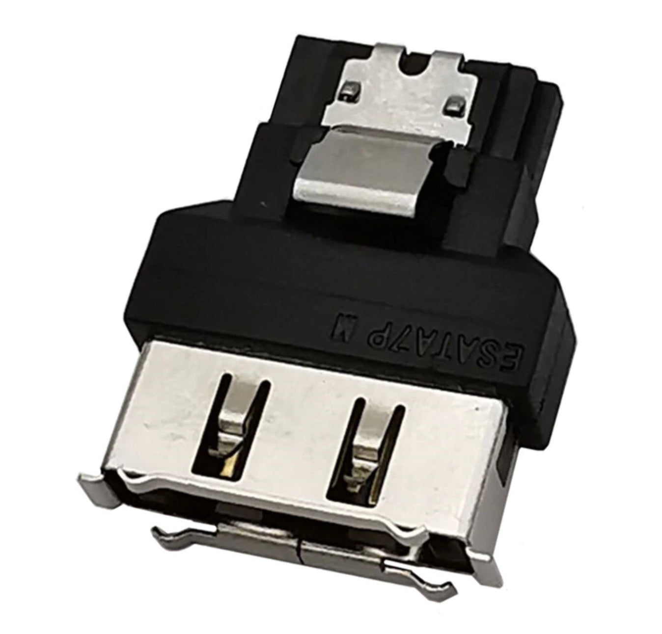 eSATA male to SATA female adapter with locking latch