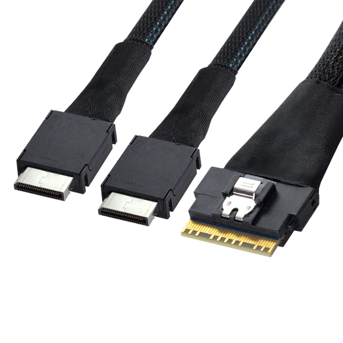 Slimline SAS SFF-8654 8i to Dual OcuLink SFF-8611 Cable 50cm