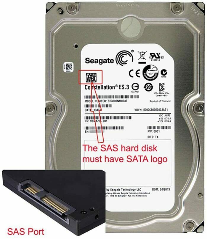 SFF8482 SAS-style connector to SATA adapter cable
