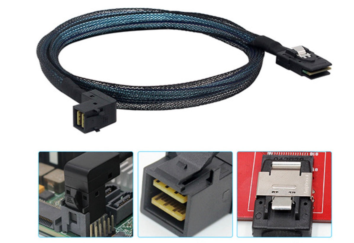 SFF8643 angled connector to SFF8087 SAS cable
