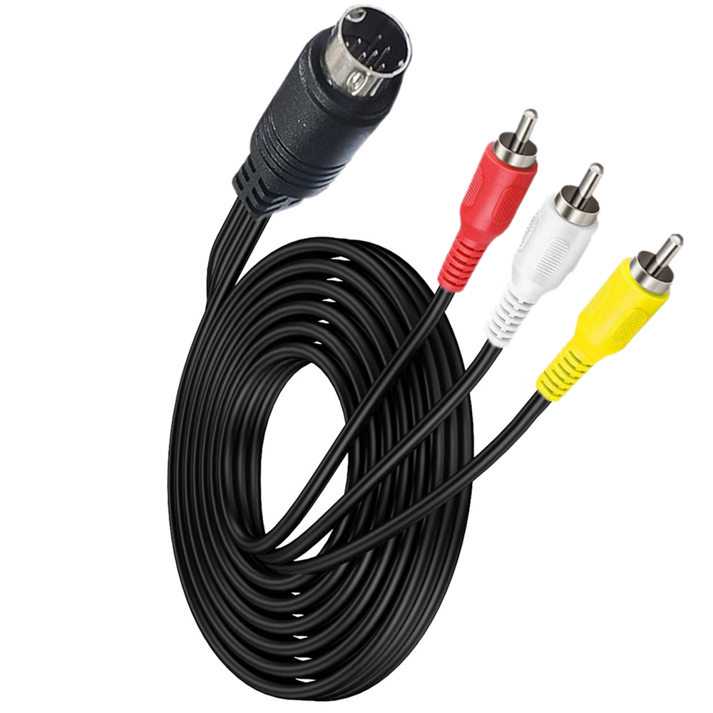 10 Pin Din to 3RCA Male Audio Video DIN Composite Cable 1.8m