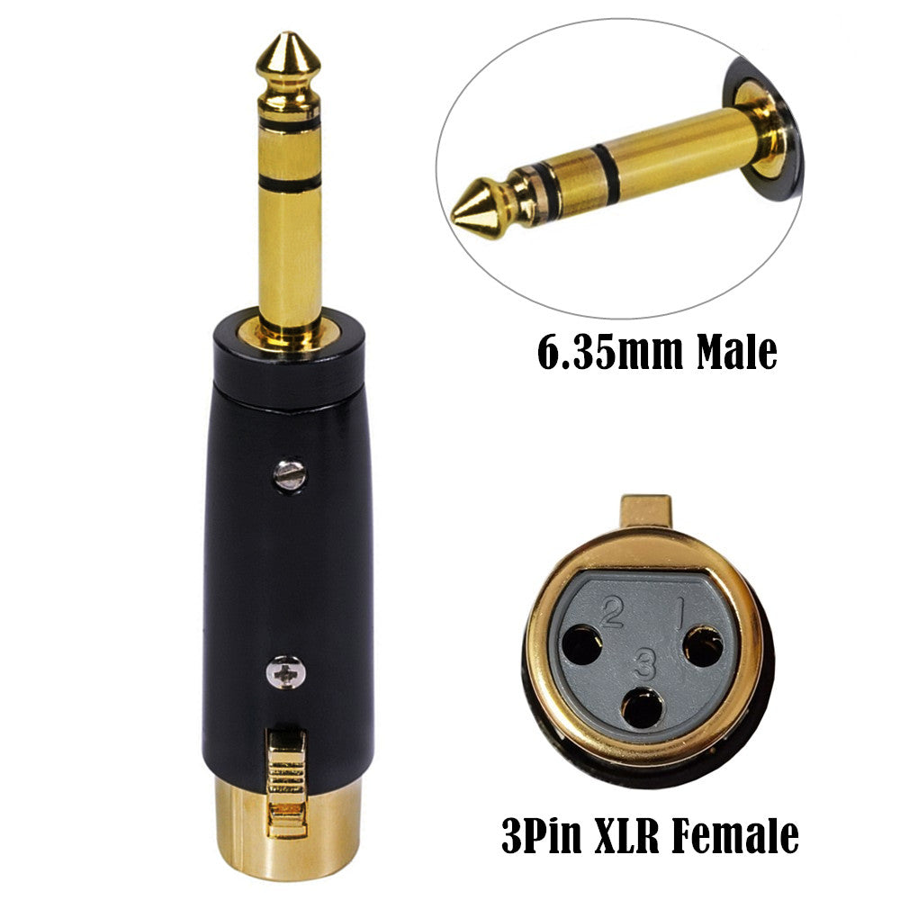 6.35mm TRS Male to XLR Female Stereo Balanced Audio Connector Converter Adapter