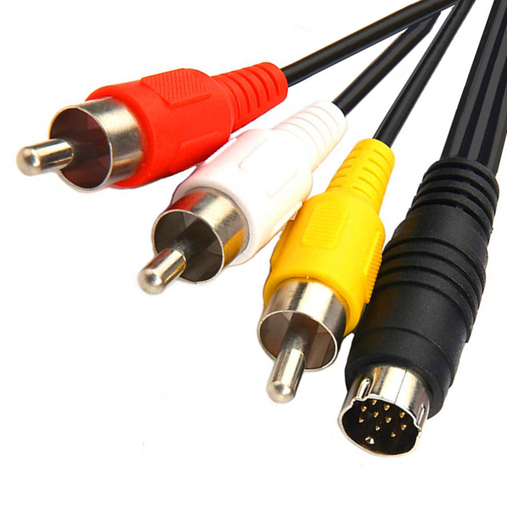 10 Pin Din to 3RCA Male Audio Video DIN Composite Cable 1.8m