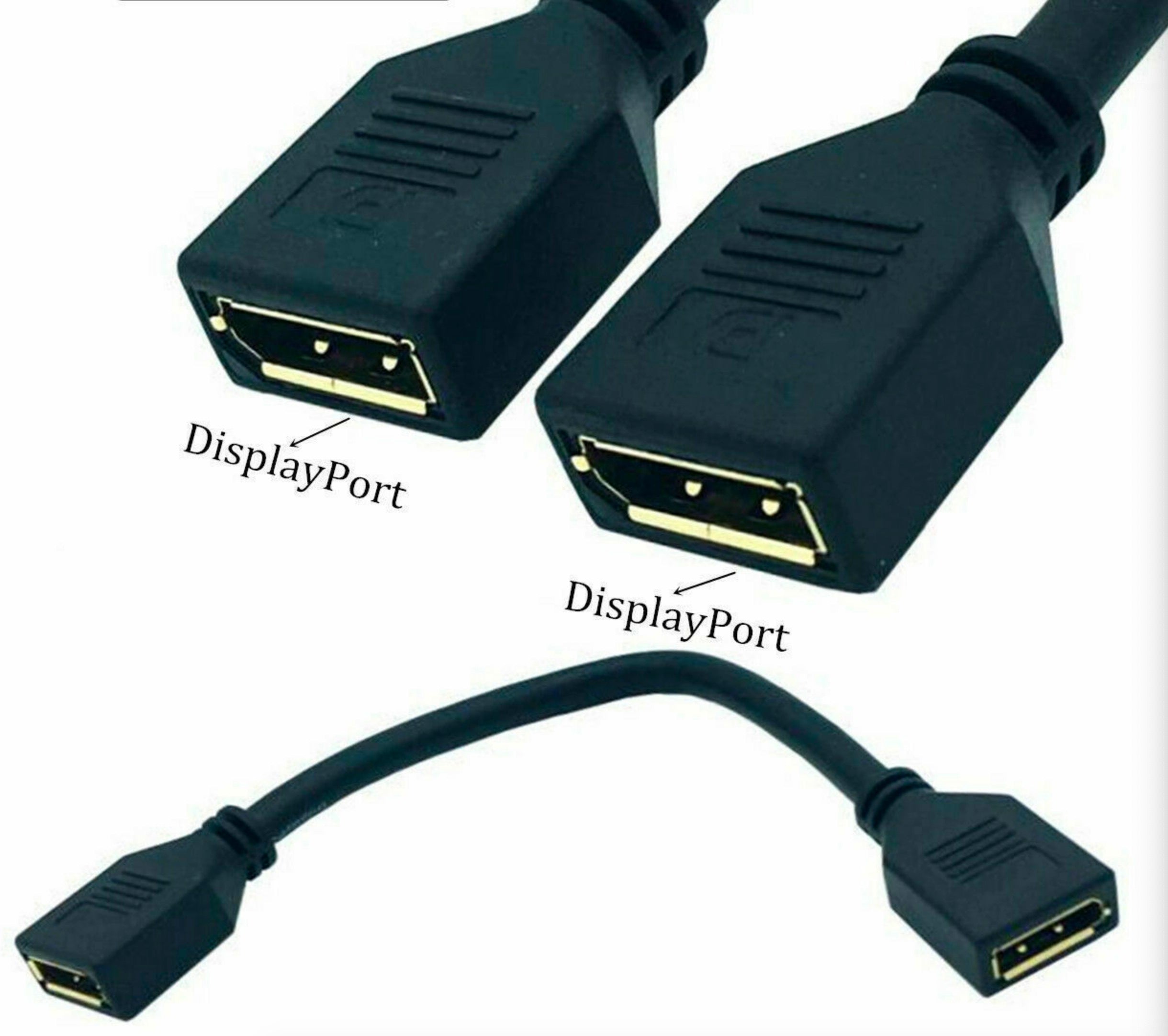 Short DisplayPort extension cable showing 0.3m length