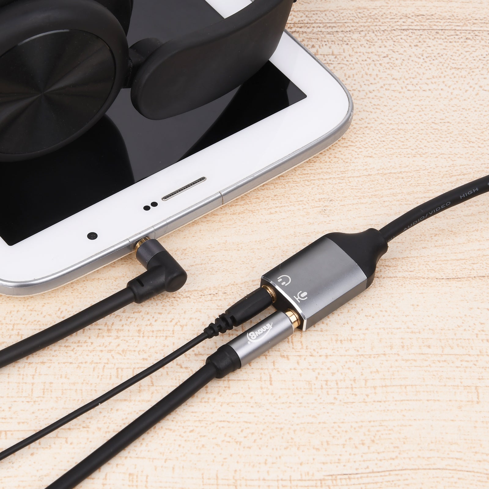 TRRS to dual TRS audio adapter close-up