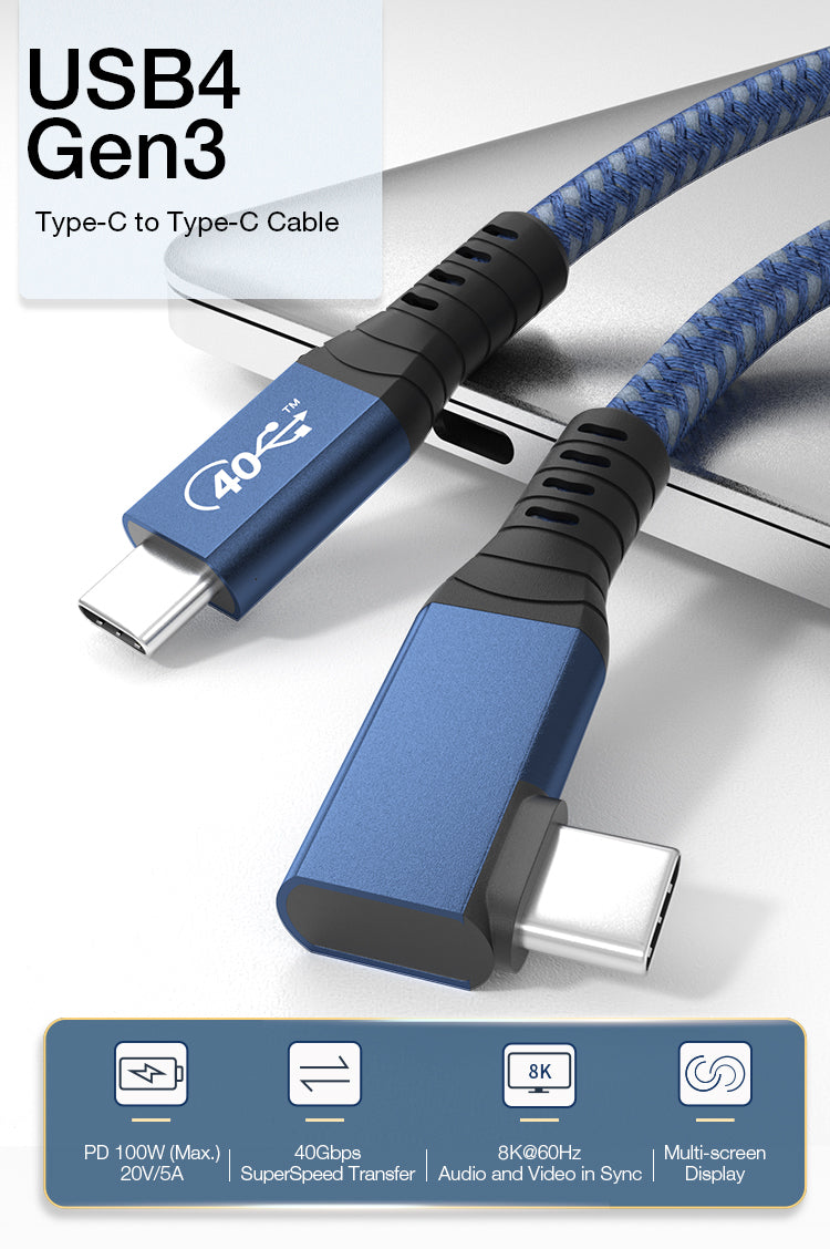 Thunderbolt compatible USB-C cable angled design