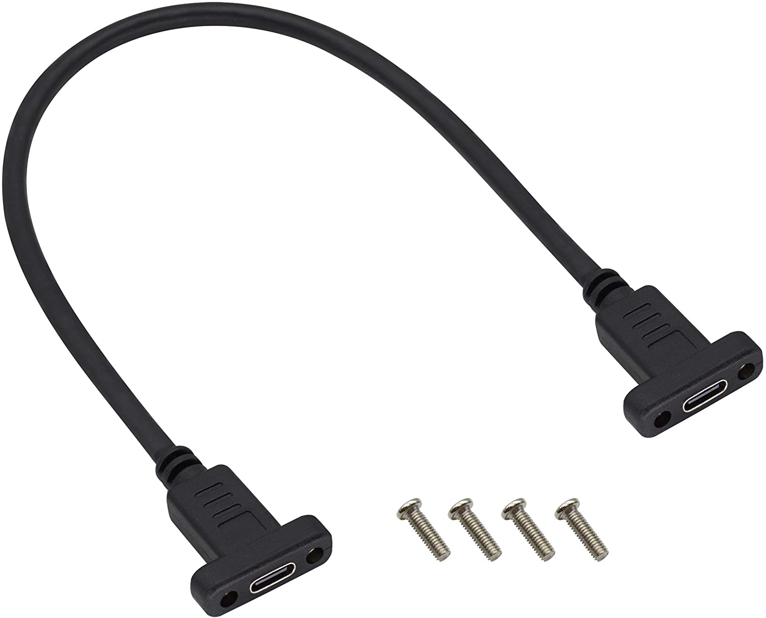 USB C female to female panel mount extension cable with screw fixing