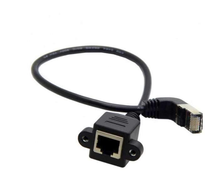 RJ45 Cat 5e Male to Female Panel Mount Ethernet Network Extension Cable 0.3m