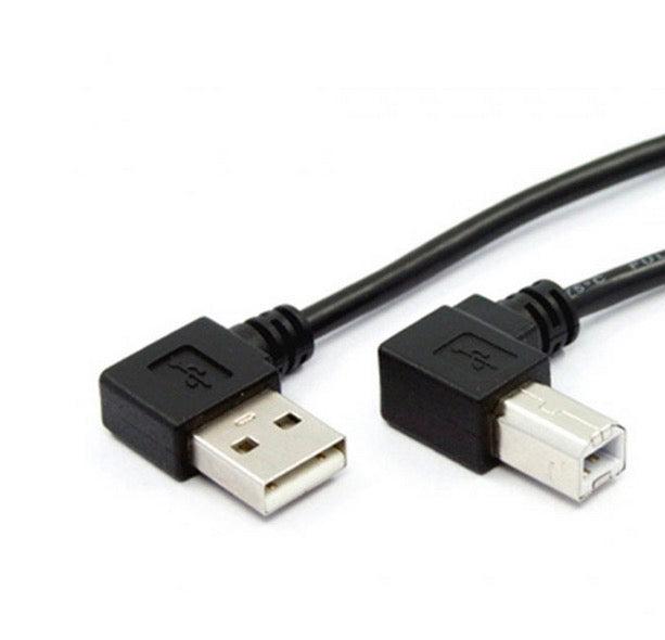 USB-A left angle to USB-B right angle cable