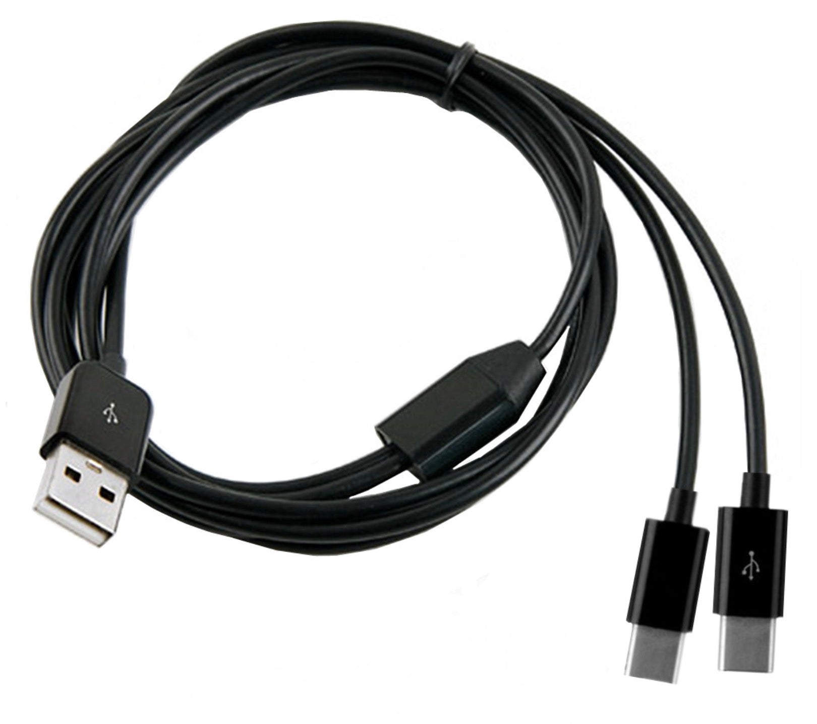 USB-A to dual USB C splitter charging cable