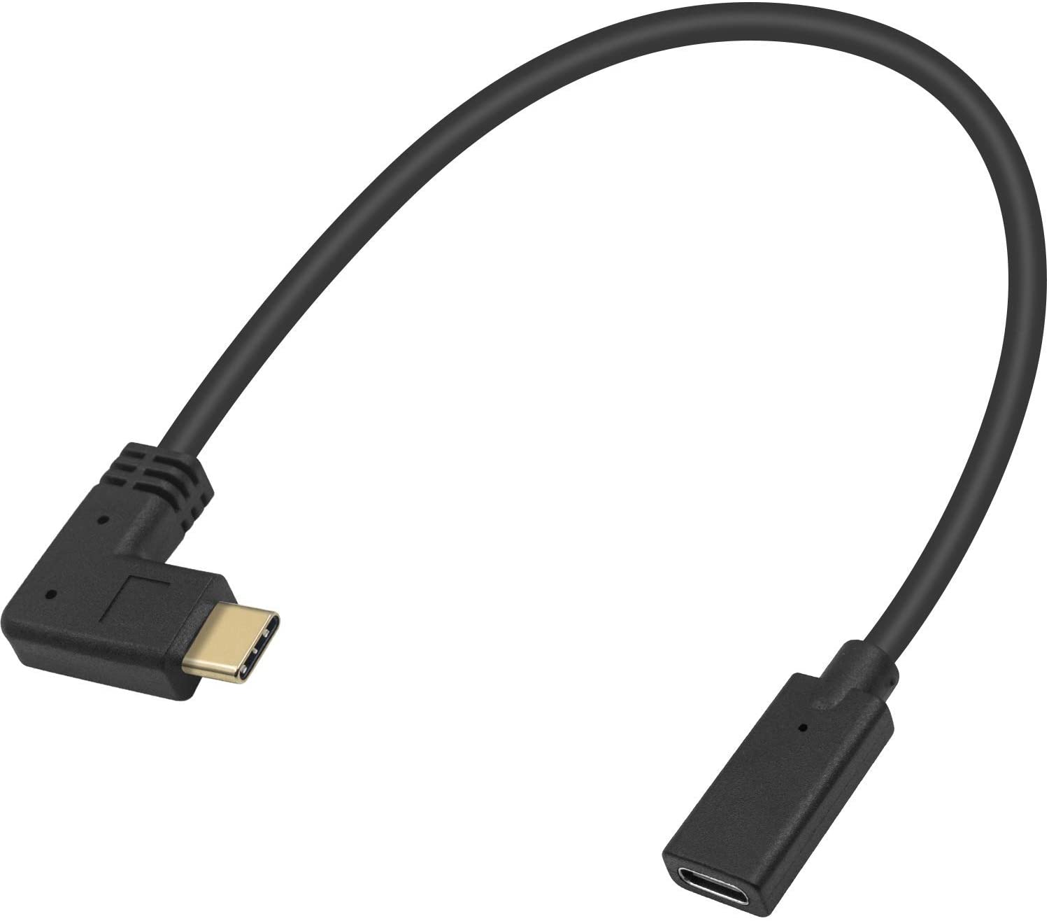A black USB 3.1 Type-C angled male to female extension cable.