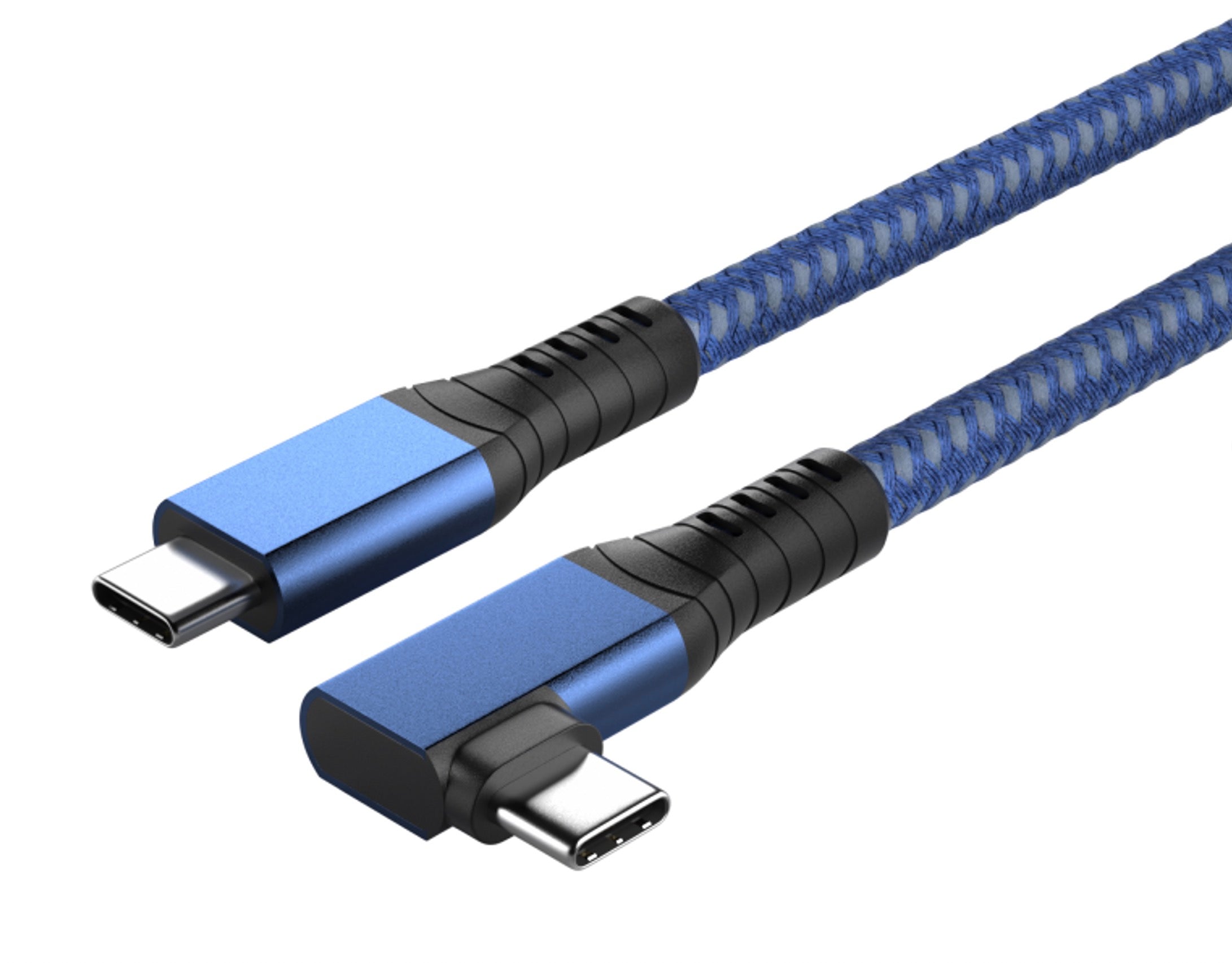 USB-C USB4 40Gbps angled cable with braided jacket