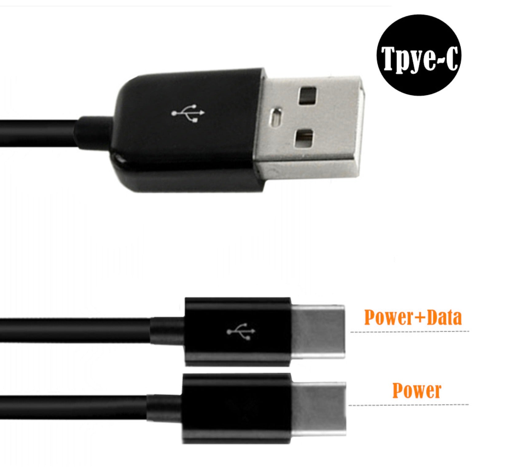 USB C Y splitter cable one data line two power outputs