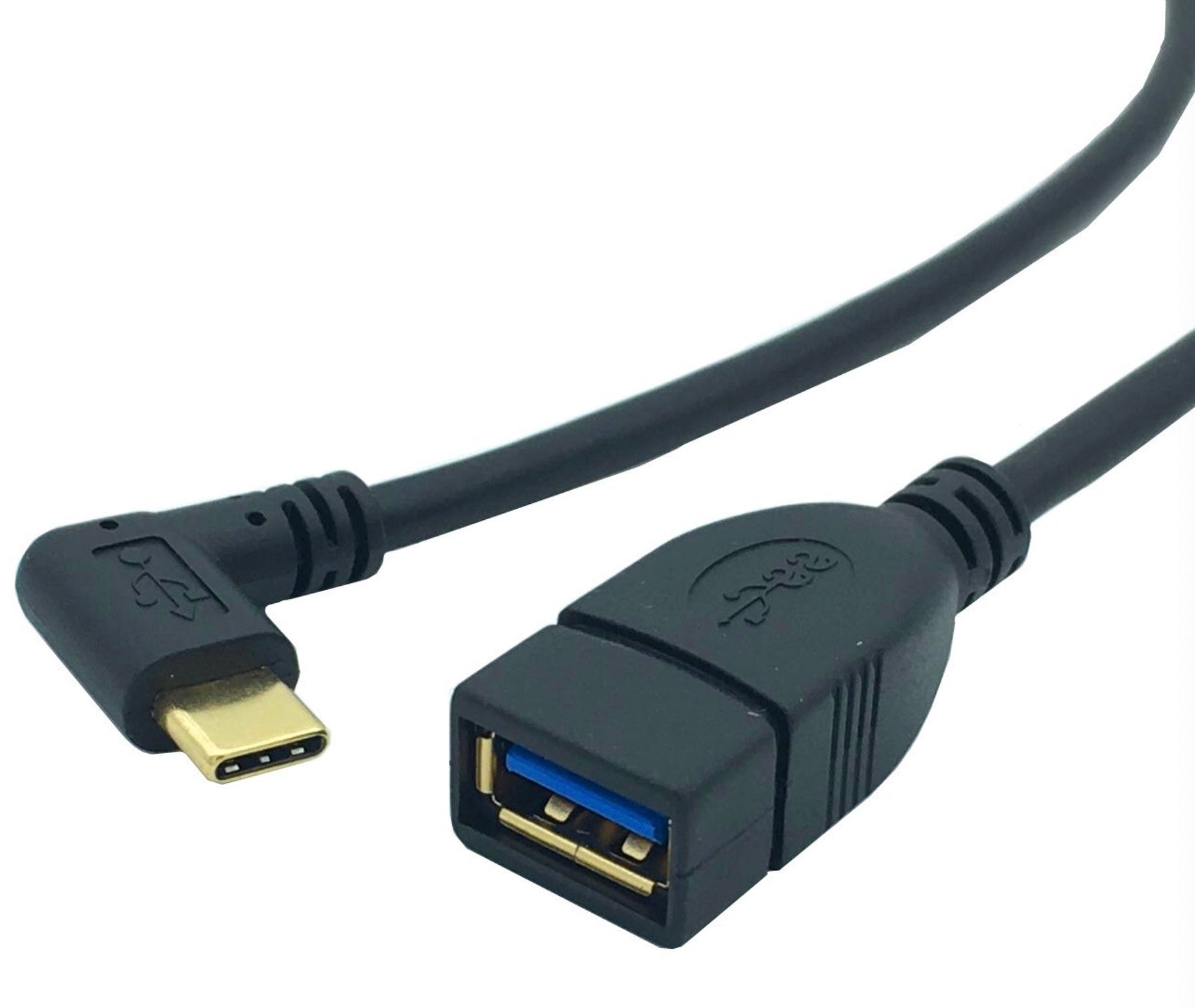 USB-C angled OTG cable with USB-A female port