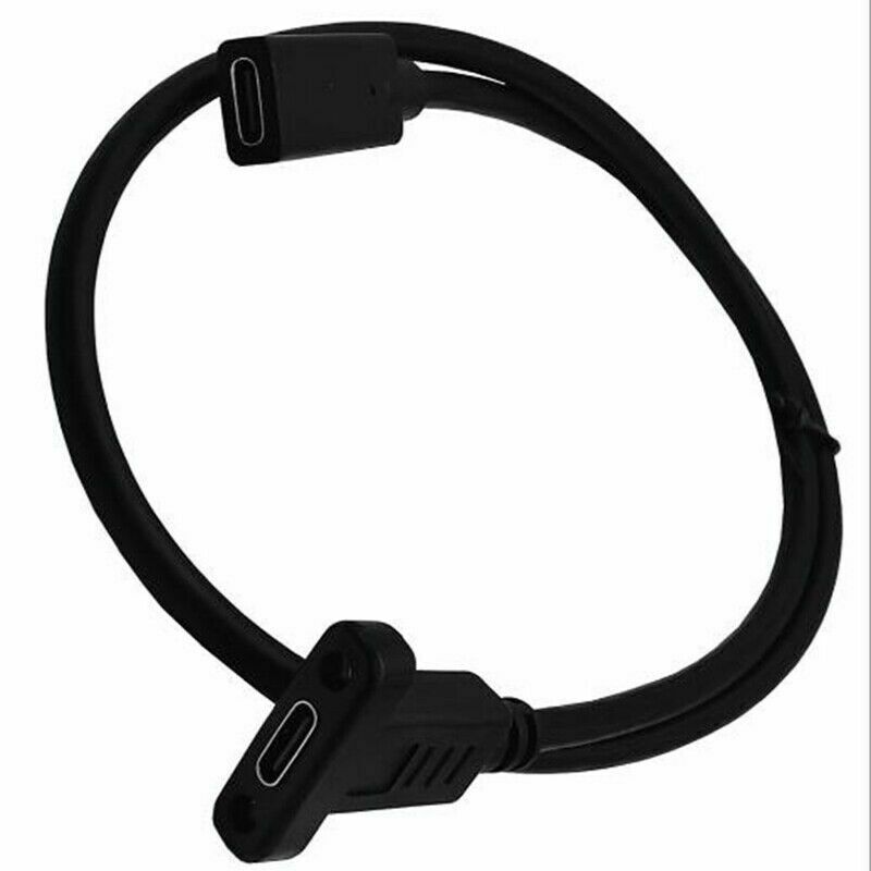 USB-C female  panel mount extension cable with screw fixing