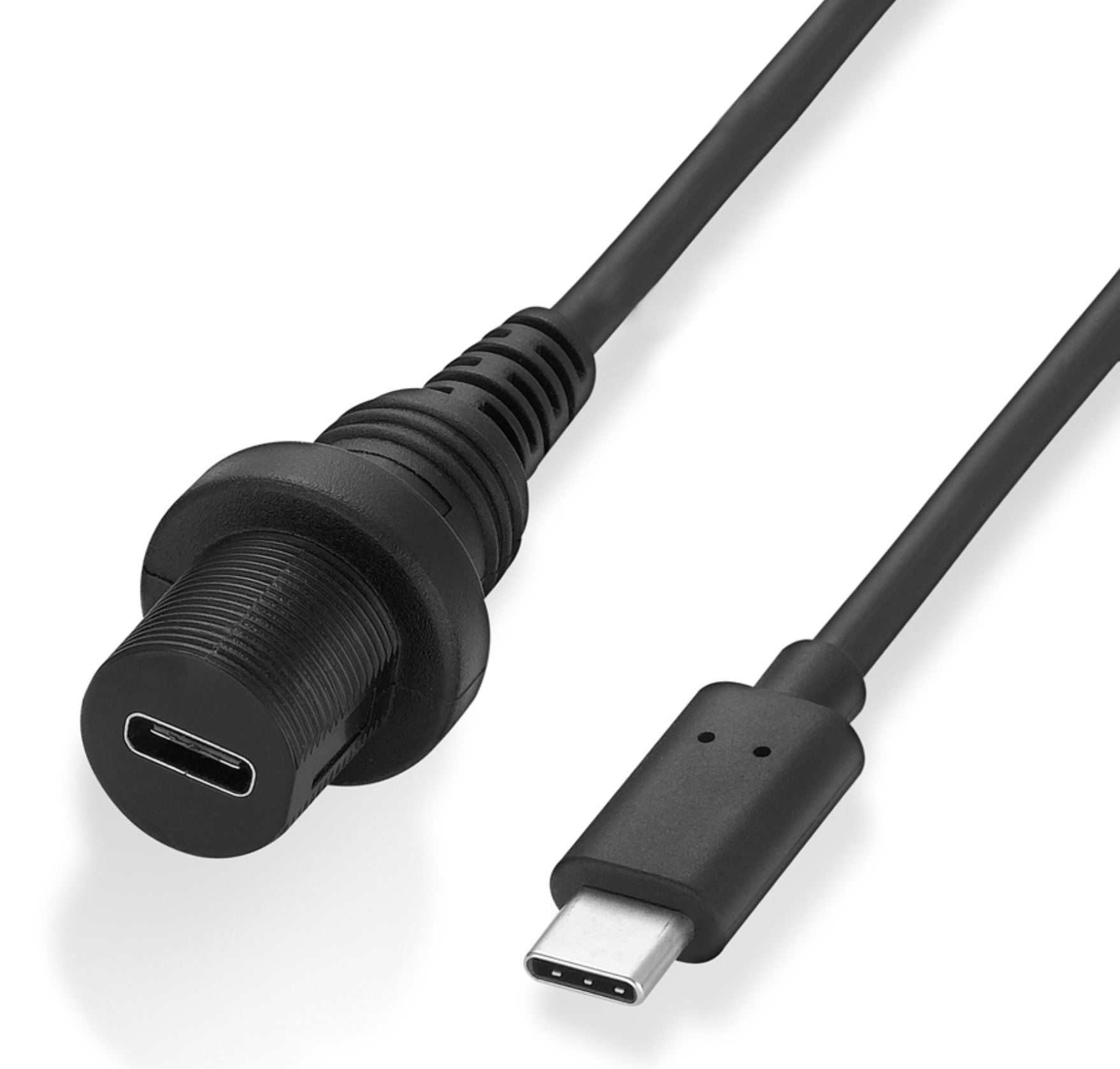 USB-C flush panel mount extension cable for car dashboard