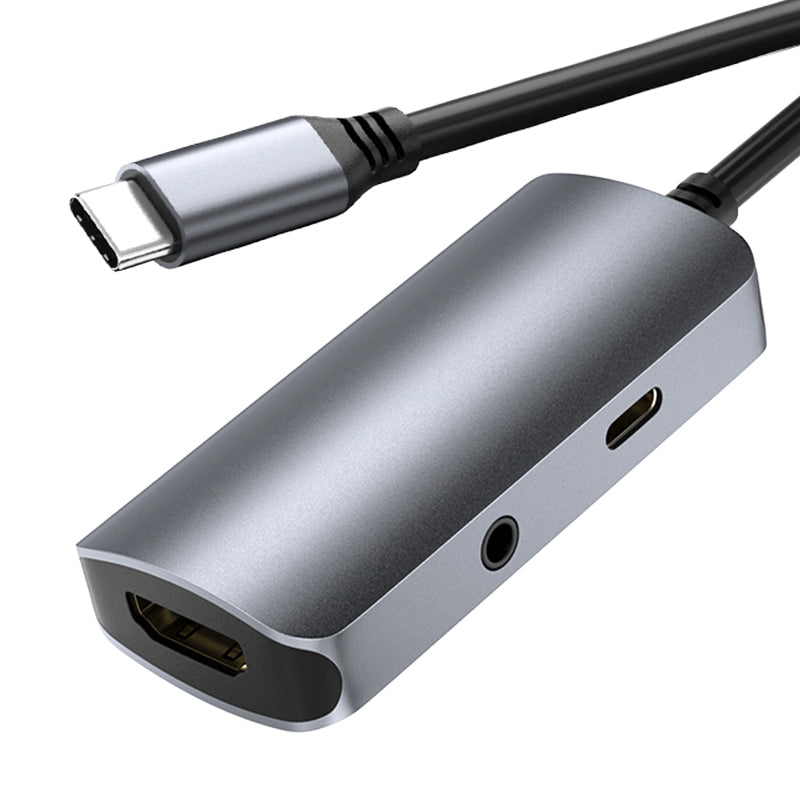 USB-C hub connected to laptop with external monitor