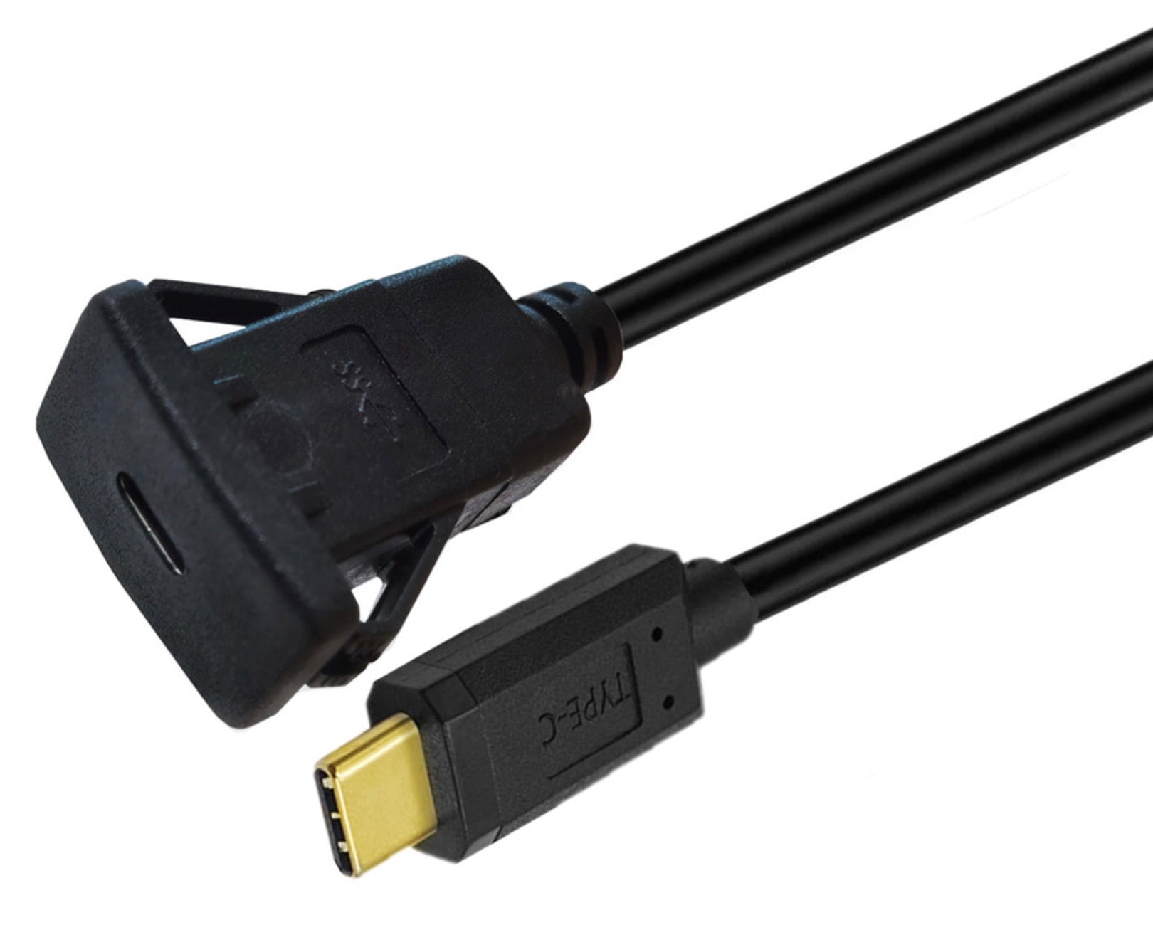 USB-C male to female panel mount socket cable